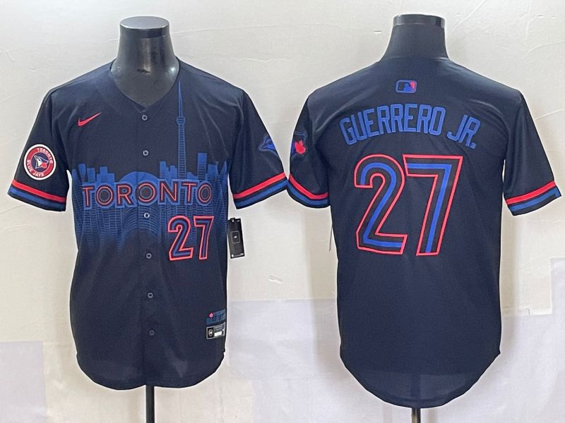 Men 2025 Toronto Blue Jays #27 Guerrero jr Black Joint Name Nike MLB Jersey style 12->toronto blue jays->MLB Jersey